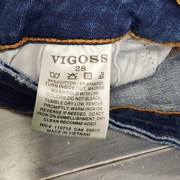 Vigoss Cut Off Denim Shorts Mid Rise Stretchy Distressed Size 28 - Picture 5 of 8